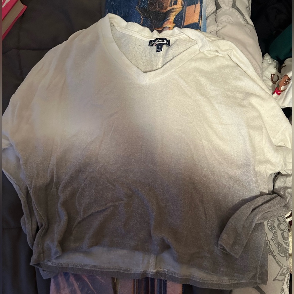 Gray and white ombré sweater soft material